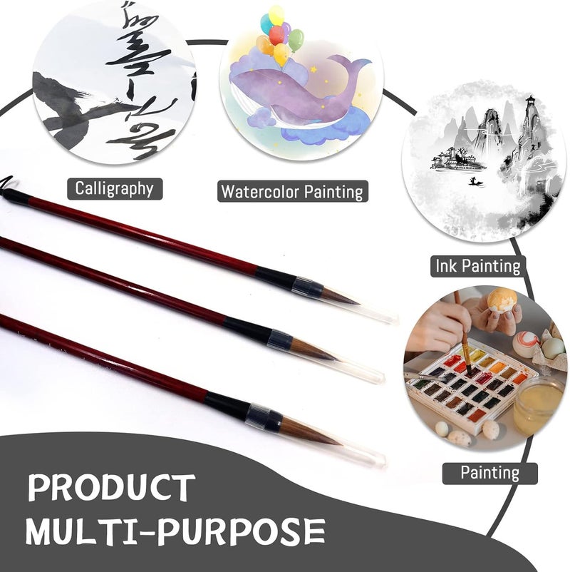BangBoom Chinese Calligraphy Brush Set - Kanji Sumi Drawing Brush with Resin Handle for Beginners (3 PCS) - Image 4